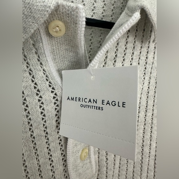 NWT AE Weekend Tipped Sweater Polo Shirt - Picture 4 of 6